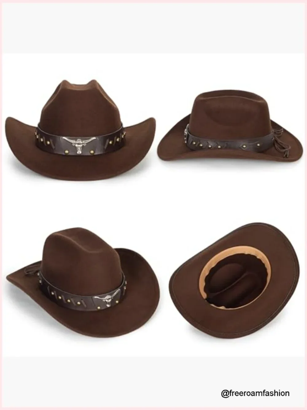 Classic Cowboy Hat Felt Fedora with PU Band Adjustable